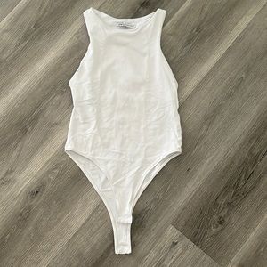 Zara • High Neck White Bodysuit